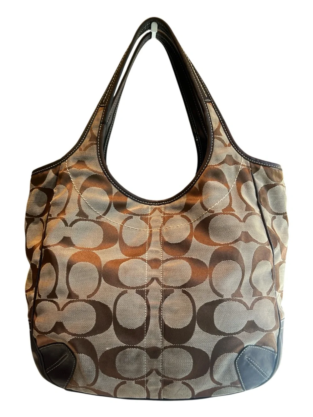 vintage Coach Ergo Signature Canvas Y2K hobo jacquard C monogram  brown leather